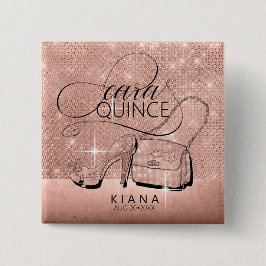 Glitter och Shine Quinceanera Ro Guld ID701 Knapp