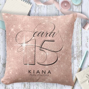 Glitter och Shine Quinceanera Ro Guld V2 ID701 Kudde