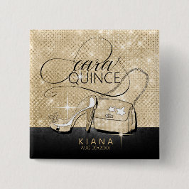 Glitter och Shine Quinceanera V2 Black/Guld ID701 Knapp