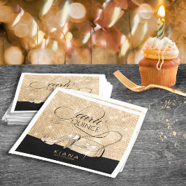 Glitter och Shine Quinceanera V2 Black/Guld ID701 Pappersservett