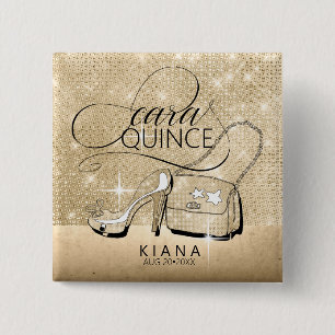 Glitter och Shine Quinceanera V2 Guld ID701 Knapp