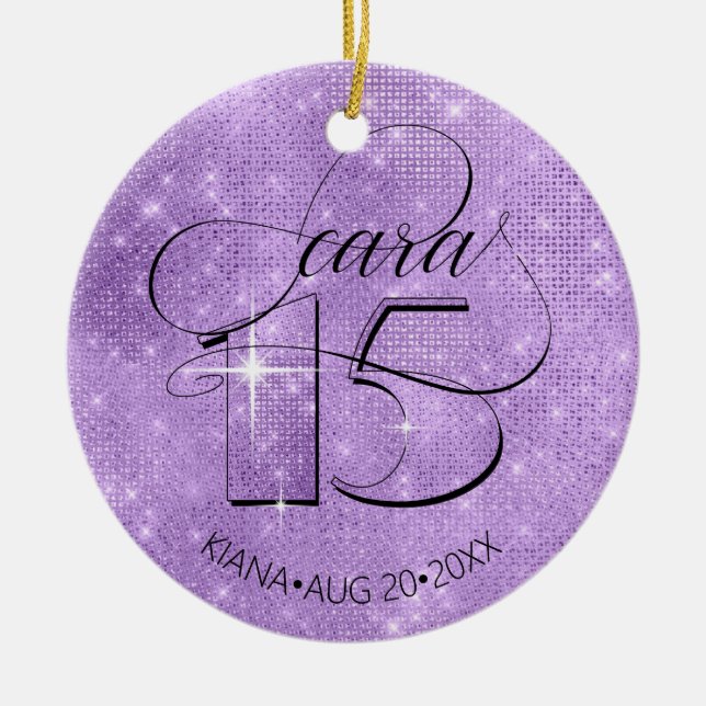 Glitter och Shine Quinceanera Violet ID701 Julgransprydnad Keramik (Framsidan)
