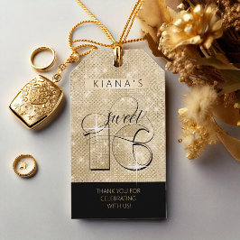Glitter och Shine Sweet 16 Black/Guld ID675 Presentetikett