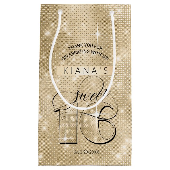 Glitter och Shine Sweet 16 Guld ID675 (Framsidan)