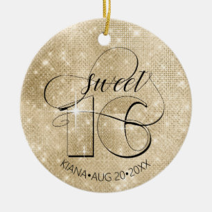 Glitter och Shine Sweet 16 Guld ID675 Julgransprydnad Keramik