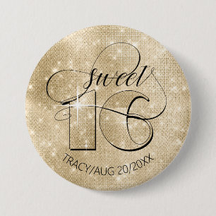 Glitter och Shine Sweet 16 Guld ID675 Knapp