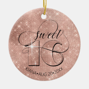 Glitter och Shine Sweet 16 Ro Guld ID675 Julgransprydnad Keramik
