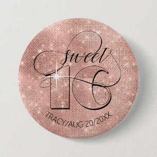 Glitter och Shine Sweet 16 Ro Guld ID675 Knapp