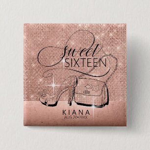Glitter och Shine Sweet 16 V2 Ro Guld ID675 Knapp