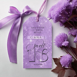 Glitter och Shine Sweet 16 Violet ID675 Presentetikett