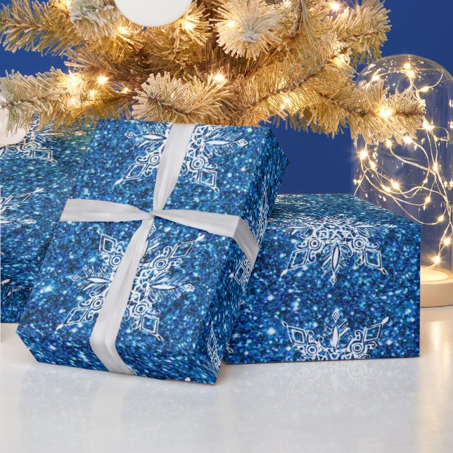 Glitter och snöflingor inslagspapper presentpapper (Helgdagar)