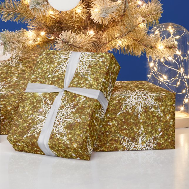 Glitter och snöflingor inslagspapper presentpapper (Helgdagar)