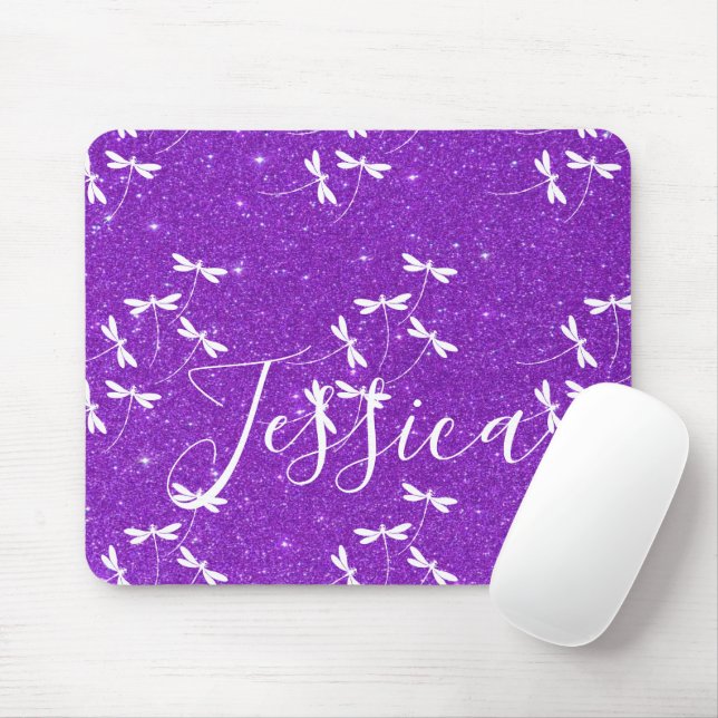 Glitter och trollsländor personlig musmatta (Med mus)