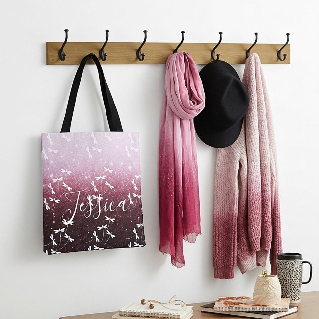 Glitter och trollsländor personlig  stor shoppingv tygkasse (Skapare uppladdad)