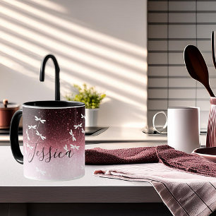 Glitter och trollsländor personliga mugg