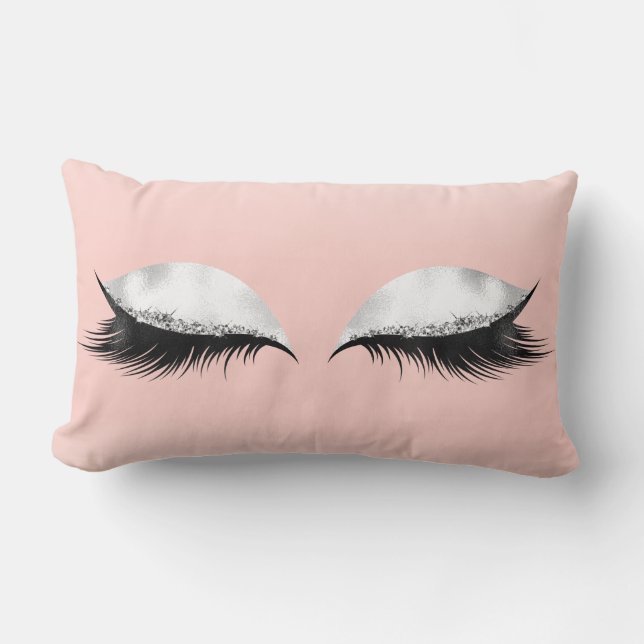 Glitter Öga Makeup Confetti Rosa Pastel Ombre Lumbarkudde (Framsida)