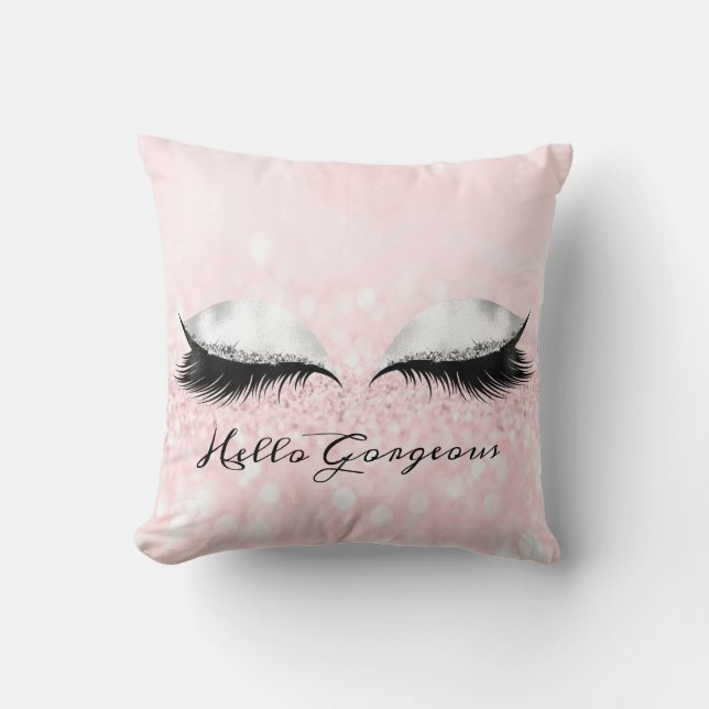 Glitter Öga Makeup Lash Rosa Girly Gorgous Kudde (Framsida)