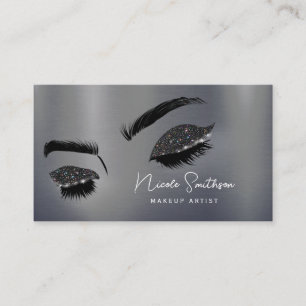 Glitter Ögon Brushed Metall Makeup Artist Silver Visitkort