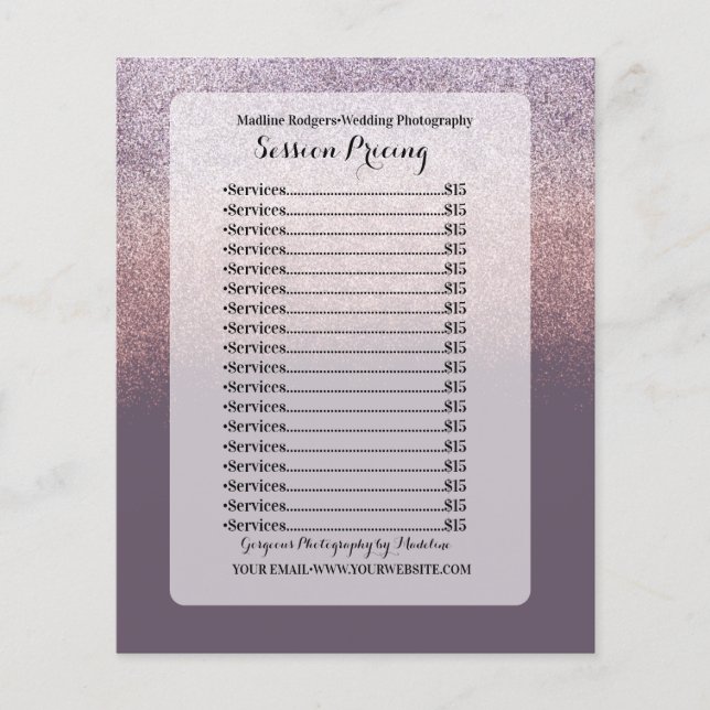 Glitter Ombre Bröllop-fotografipris för fotosessio Flygblad (Framsidan)