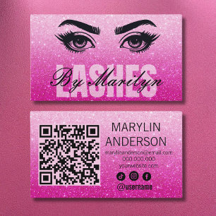 Glitter Ombre Elegant Lash Scannable QR-kod Visitkort