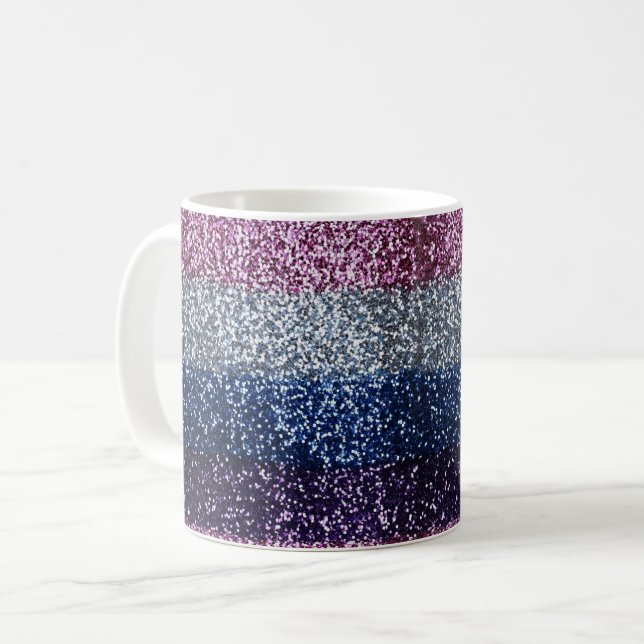 Glitter Ombre Lila Blue Kaffemugg (Framsida vänster)