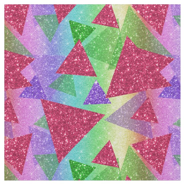 glitter ombre rainbow faux metalltriangles tyg (Närbild)