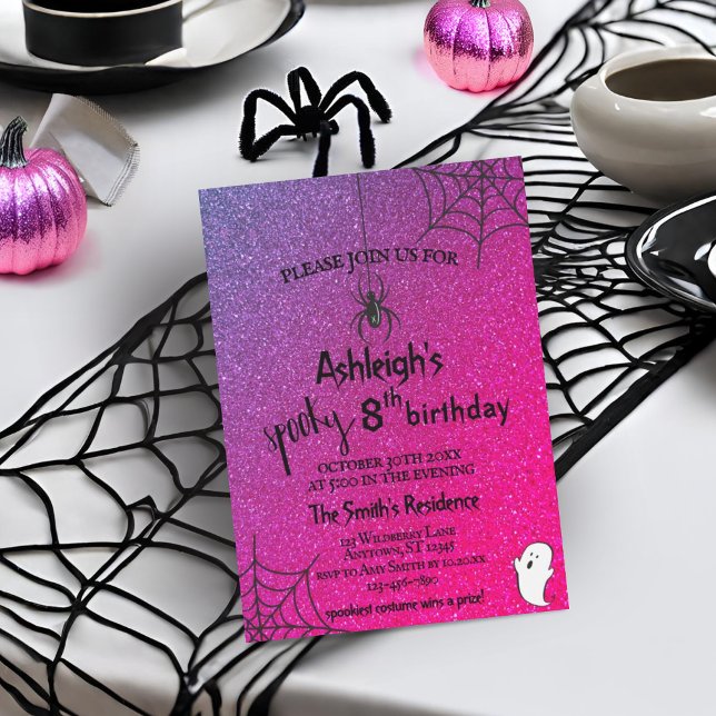 Glitter Ombre Spider Glam Halloween Birthday Inbjudningar (Skapare uppladdad)