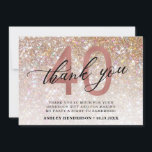 Glitter Ombre Sweet 40th Birthday Tack du Card Kort<br><div class="desc">Tack för att du firar din 40-årsdag med dig! Design med elegant glitter champagnebakgrund,  ro guld 40 och kalligrafiskript "tack" på kortets framsida och fyrtio på baksidan. Anpassa med ditt meddelande,  namn och datum.</div>