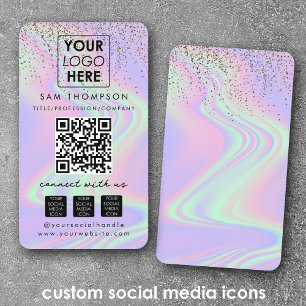 Glitter Opal Connect med USA Social Media QR-kod f Visitkort