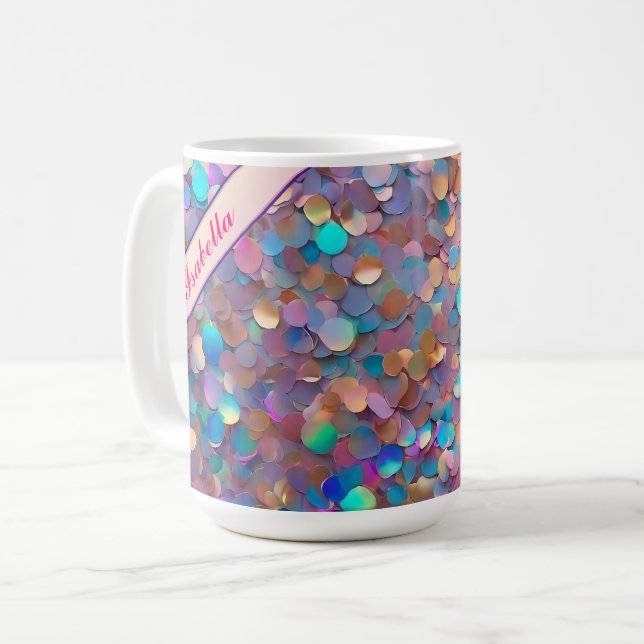 Glitter Opal Modern Holografisk samling Kaffemugg (Framsida vänster)