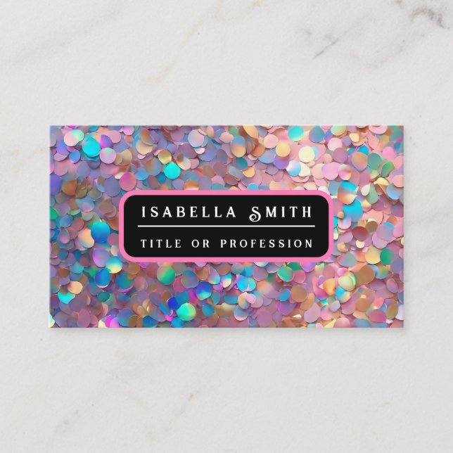Glitter Opal Modern Holografisk samling Visitkort (Framsida)