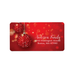 Glitter Ornament julretur adressetikett