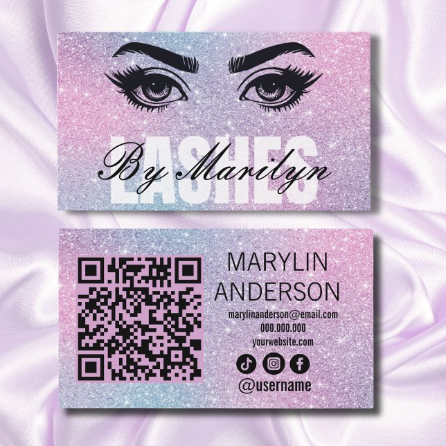Glitter-övertoningsskannerbar elegant Regnbåge-öve Visitkort (Skapare uppladdad)
