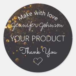 Glitter på svart, klassiskt, rund etikett