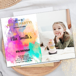 Glitter Paint Birthday-inbjudan med foto Inbjudningar