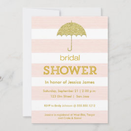 Glitter paraply inbjudningskort för möhippan - ros