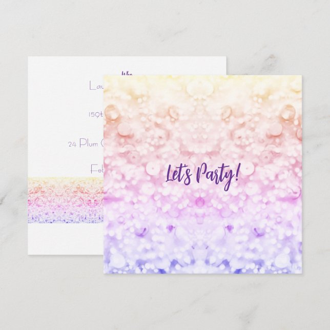 Glitter Party Invitation  (Fram/baksida)