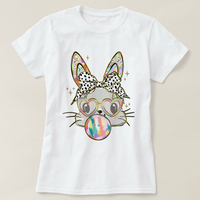 Glitter Påskhare Coquette Bow T Shirt (Design framsida)