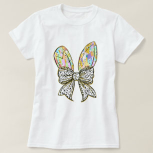 Glitter Påskhare Öron med Coquette Bow T Shirt