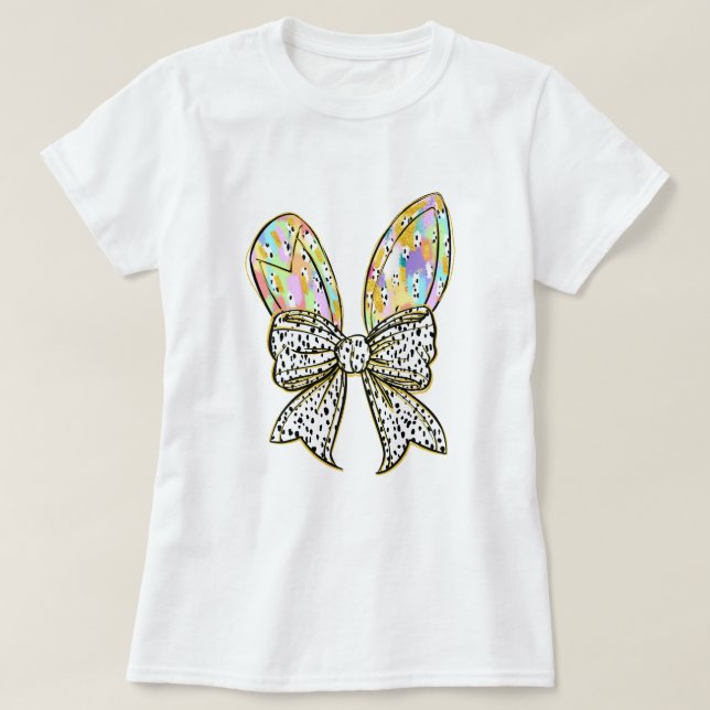 Glitter Påskhare Öron med Coquette Bow T Shirt (Design framsida)