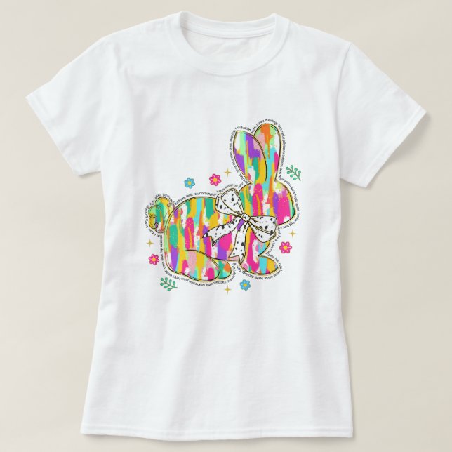 Glitter Påskhare Typografi T Shirt (Design framsida)