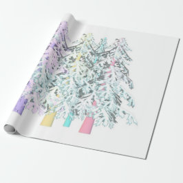 Glitter pastel färg design träd presentpapper