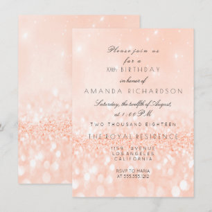 Glitter Pastell Korall Fersk Rosa Bröllop Födelsed Inbjudningar