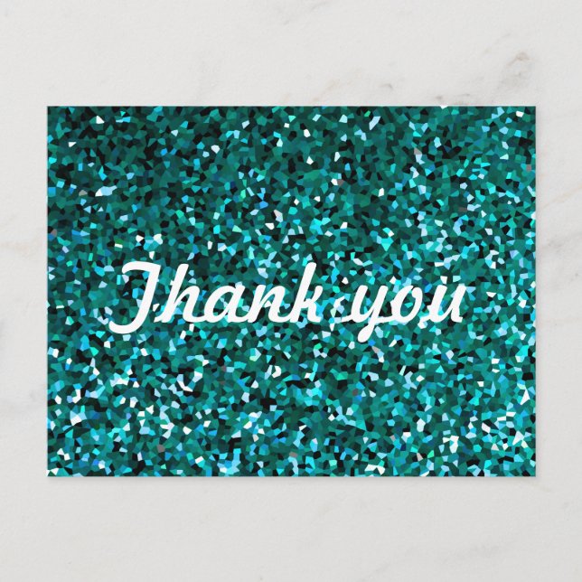 Glitter Patterns Thank You Blue Glittery Sparkle Vykort (Framsida)