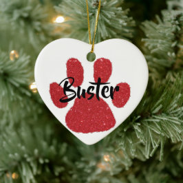 Glitter-pawprint-personlig Julgransprydnad Keramik