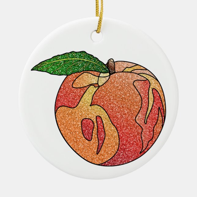 Glitter Peach Julgransprydnad Keramik (Framsidan)