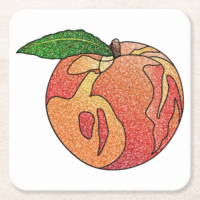 Glitter Peach Underlägg Papper Kvadrat (Framsidan)