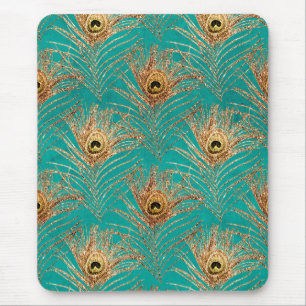 Glitter Peacock Feathers Mönster Musmatta