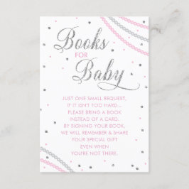 Glitter & Pearls Bok för Baby-kort, Rosa, Silver Tilläggskort