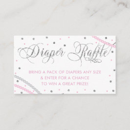 Glitter & Pearls Diaper Raffle Biljett, Rosa Grått Visitkort